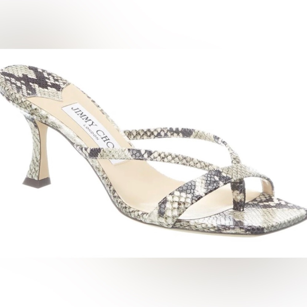 JIMMY CHOO MAELIE 70 LEATHER THONG SANDALS MULTI